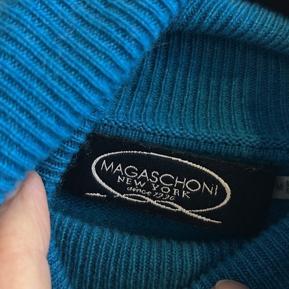 Magaschoni Blue Teal Cashmere Turtleneck Sweater Size Medium - Picture 8 of 10